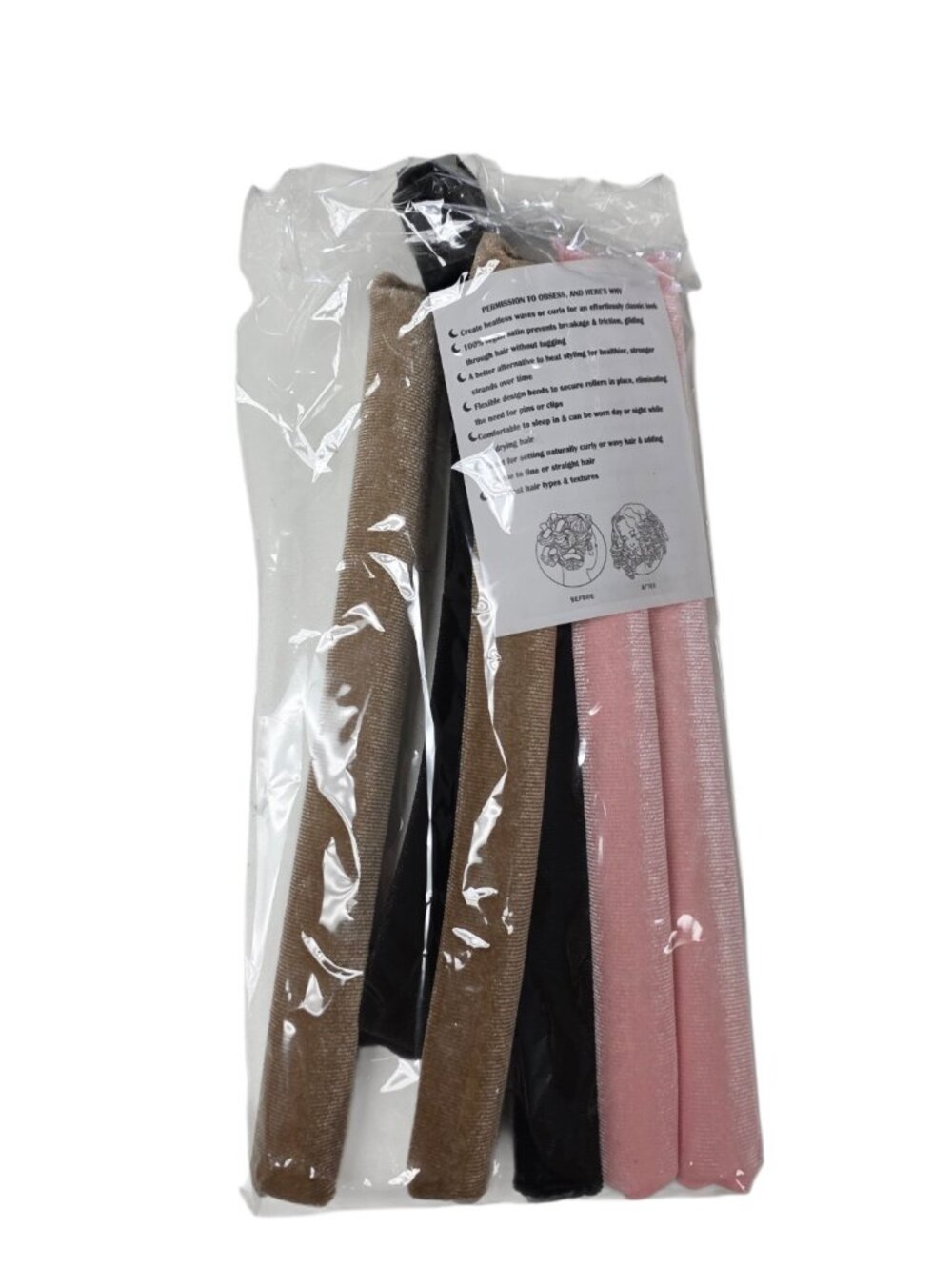 Heatless Curling Bendable Sticks, Set of 6, 10" Curlers